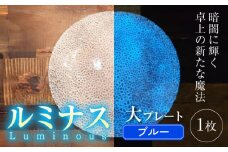 ルミナスシリーズ プレート (大) ブルー 【暗闇に輝く、卓上の新たな魔法】 多治見市 / 丸モ高木陶器 ガラス 皿 食器 [TBA215]