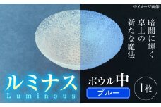 ルミナスシリーズ ボウル (中) ブルー 【暗闇に輝く、卓上の新たな魔法】 多治見市 / 丸モ高木陶器 ガラス 深皿 食器 化粧箱入り [TBA221]
