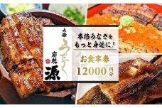 大衆うなぎ 炭焼 源 お食事券 12,000円分  多治見市 鰻 蒲焼き チケット [TGH034]