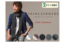 SKINCASHMERE リバーシブルフリンジストール スモールサイズ【ライトグレー×ペールグレー】D36-04