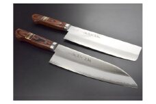 H50-22 V金10ゴールド包丁2点セット (三徳・薄刃) 濃州正恒作 マホガニ柄 口金付 (CV-6013M)