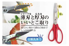 【雑誌LDK R5.5月号に掲載されました】分解して洗える　キッチンばさみ　薄＋厚 ハイブリッドキッチン 赤  (HB1-210N-R)