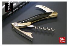 H63-05 KANETSUNE SEKI ソムリエナイフ【ブラック】（KC-002） ～ワイン オープナー 栓抜き コルク抜き コークスクリュー ギザ刃 ヴィンテージワイン マイカルタ 関の刃物～
