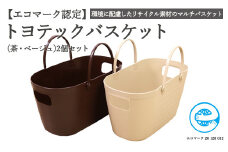 【エコマーク製品】トヨテックバスケット 2色（茶・ベージュ）セット ～洗濯カゴ・ランドリーバスケット・収納バッグ・かご～ D10-12 