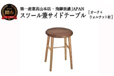 D77-01 スツール/サイドテーブル【オーク材+ウォルナット材】 JCW73024X ONO+W