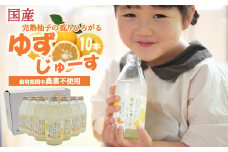 S10-38 「ゆずの里上之保」ゆずじゅーす 10本セット ～無農薬の柚子を使った地元で人気のジュース～ 柚子ジュース 飲料