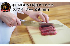H20-93【★海外限定モデル】【和 NAGOMI】エコ 鎚目ダマスカス包丁 スライサー 250mm 【最長6ヶ月を目安に発送】
