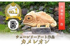 チェーンソーアート作品　【カメレオン】　彫刻　木彫り　＜日本チャンピオン 丹羽哲士＞