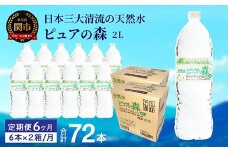 【定期便】2L 12本 × 6ヵ月 硬度27mg/L 超軟水! ミネラルウォーター 2L  ピュアの森 (6本×2ケースを半年間）ペットボトル・飲料水・水