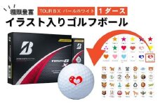 【選べるイラスト】イラスト付き ゴルフボール ブリヂストン  2024 TOUR B X パールホワイト  1ダース オウンネーム