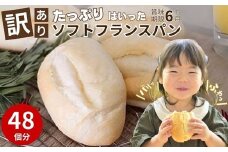 【訳あり】冷凍 ソフトフランスパン 48個  （1袋6個入り×8袋） 約2.4kg おいしい  / 国内製造小麦 小麦 個包装 長期保存 便利 時短 朝食 冷凍保存 フランス サンドイッチ ホットサンド パニーニ