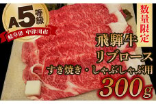 【数量限定！チルド（冷蔵）発送！】「飛騨牛」A5等級リブロース 300g すき焼き しゃぶしゃぶ F4N-1229