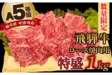 【数量限定！チルド（冷蔵）発送！】「飛騨牛」A5等級 ロース 1kg 鉄板焼き 網焼き 焼肉 バーベキュー BBQ F4N-1260