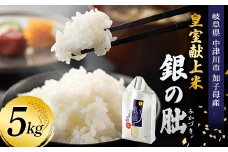＜テレビで紹介されました！＞令和7年度 新米 皇室献上米『銀の朏』5kg 中津川市加子母産 栽培期間中化学肥料不使用 米 お米 コメ ごはん ご飯 食品 F4N-1864