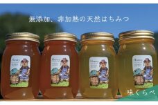 [№5308-0272]合計2400g 天然蜂蜜 国産蜂蜜 非加熱 生はちみつ 岐阜県 美濃市産 味比べ 蜂蜜600g入りガラス瓶 4本セットC4 深田養蜂のハチミツ