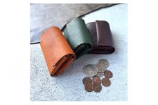[№5308-7125]0277 本革 三つ折りミニ財布 シボ入り栃木レザー　ダークブラウン