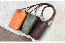 [№5308-7301]0434革 本革 スマホショルダー シボ入り栃木レザー レザーケース 美濃市 キャメル