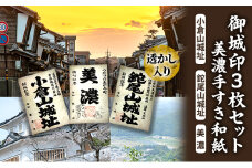[№5308-0488]美濃手すき和紙 透かし入り 御城印3枚セット（台紙1枚付）