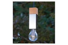 CTSH LIGHT. ペンダントライト SQUARE＜Keyaki×クロム加工 E26＞ 瑞浪市 / ジオニック 照明器具 ソケット 鉄 木製 シルバー [AZBQ054]