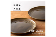 【美濃焼】 tripware プレート 240 2枚 緑釉 瑞浪市 / 市原製陶 食器 皿 グッドデザイン賞受賞 [AZAE025]