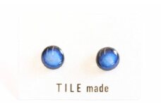 【美濃焼】 青むら タイル ピアス 直径10mm 瑞浪市 / TILEmade タイル アクセサリー ハンドメイド [AZCD040]