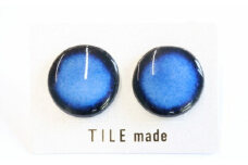 【美濃焼】 青むら タイル ピアス 直径20mm 瑞浪市 / TILEmade タイル アクセサリー ハンドメイド [AZCD042]