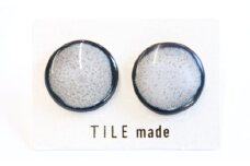 【美濃焼】 白むら タイル ピアス 直径20mm 瑞浪市 / TILEmade タイル アクセサリー ハンドメイド [AZCD066]