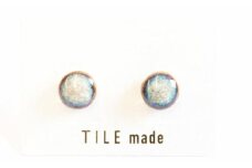 【美濃焼】 黄緑むら タイル ピアス 直径10mm 瑞浪市 / TILEmade タイル アクセサリー ハンドメイド [AZCD028]