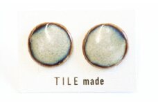 【美濃焼】 黄緑むら タイル ピアス 直径20mm 瑞浪市 / TILEmade タイル アクセサリー ハンドメイド [AZCD030]