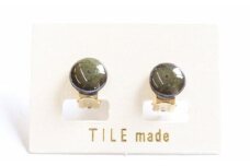 【美濃焼】 苔むら タイル イヤリング 直径10mm 瑞浪市 / TILEmade タイル アクセサリー ハンドメイド [AZCD049]