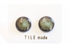 【美濃焼】 苔むら タイル ピアス 直径15mm 瑞浪市 / TILEmade タイル アクセサリー ハンドメイド [AZCD053]
