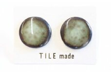 【美濃焼】 苔むら タイル ピアス 直径20mm 瑞浪市 / TILEmade タイル アクセサリー ハンドメイド [AZCD054]