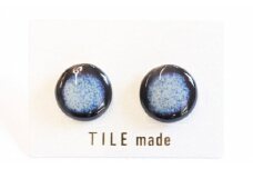 【美濃焼】 紫むら タイル ピアス 直径15mm 瑞浪市 / TILEmade タイル アクセサリー ハンドメイド [AZCD035]