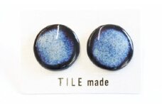 【美濃焼】 紫むら タイル ピアス 直径20mm 瑞浪市 / TILEmade タイル アクセサリー ハンドメイド [AZCD036]