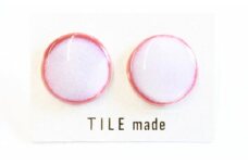 【美濃焼】 ピンクむら タイル ピアス 直径20mm 瑞浪市 / TILEmade タイル アクセサリー ハンドメイド [AZCD024]
