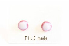 【美濃焼】 ピンクむら タイル ピアス 直径10mm 瑞浪市 / TILEmade タイル アクセサリー ハンドメイド [AZCD022]