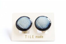 【美濃焼】 紫むら タイル イヤリング 直径20mm 瑞浪市 / TILEmade タイル アクセサリー ハンドメイド [AZCD033]