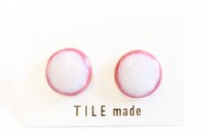 【美濃焼】 ピンクむら タイル ピアス 直径15mm 瑞浪市 / TILEmade タイル アクセサリー ハンドメイド [AZCD023]