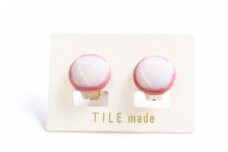 【美濃焼】 ピンクむら タイル イヤリング 直径15mm 瑞浪市 / TILEmade タイル アクセサリー ハンドメイド [AZCD020]