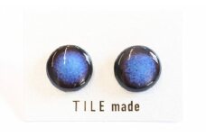 【美濃焼】 青錆むら タイル ピアス 直径15mm 瑞浪市 / TILEmade タイル アクセサリー ハンドメイド [AZCD047]