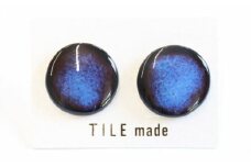 【美濃焼】 青錆むら タイル ピアス 直径20mm 瑞浪市 / TILEmade タイル アクセサリー ハンドメイド [AZCD048]