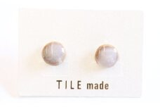 【美濃焼】 薄茶むら タイル ピアス 直径10mm 瑞浪市 / TILEmade タイル アクセサリー ハンドメイド [AZCD070]