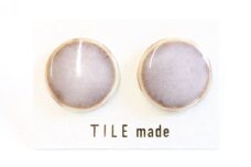 【美濃焼】 薄茶むら タイル ピアス 直径20mm 瑞浪市 / TILEmade タイル アクセサリー ハンドメイド [AZCD072]