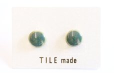 【美濃焼】 緑むら タイル ピアス 直径10mm 瑞浪市 / TILEmade タイル アクセサリー ハンドメイド [AZCD076]