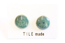 【美濃焼】 緑むら タイル ピアス 直径15mm 瑞浪市 / TILEmade タイル アクセサリー ハンドメイド [AZCD077]