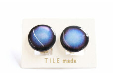 【美濃焼】 青錆むら タイル イヤリング 直径20mm 瑞浪市 / TILEmade タイル アクセサリー ハンドメイド [AZCD045]