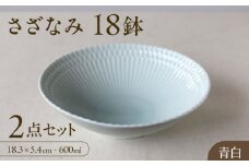 【美濃焼】 さざなみ 18鉢 青白 2枚セット 瑞浪市 / JS企画 皿 お皿 プレート 食器 [AZAZ071]