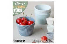 【美濃焼】 さざなみ 8.5猪口カップ 200ml 3色セット 白 青白 ブルーグレー 瑞浪市 / JS企画 カップ コップ 猪口 [AZAZ095]