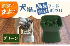 【美濃焼】 陶器製ペット用フードボウル 早食い防止 高台傾斜カラーフードボウル グリーン pet166 瑞浪市 / ながしまプランニングオフィス エサ入れ 餌皿 犬 猫 [AZBM047]
