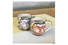 【美濃焼】 名入れ 富士日記 マグカップ ペア 木箱入り (和) YK255 瑞浪市 / ながしまプランニングオフィス 和柄 富士山 うさぎ [AZBM195]